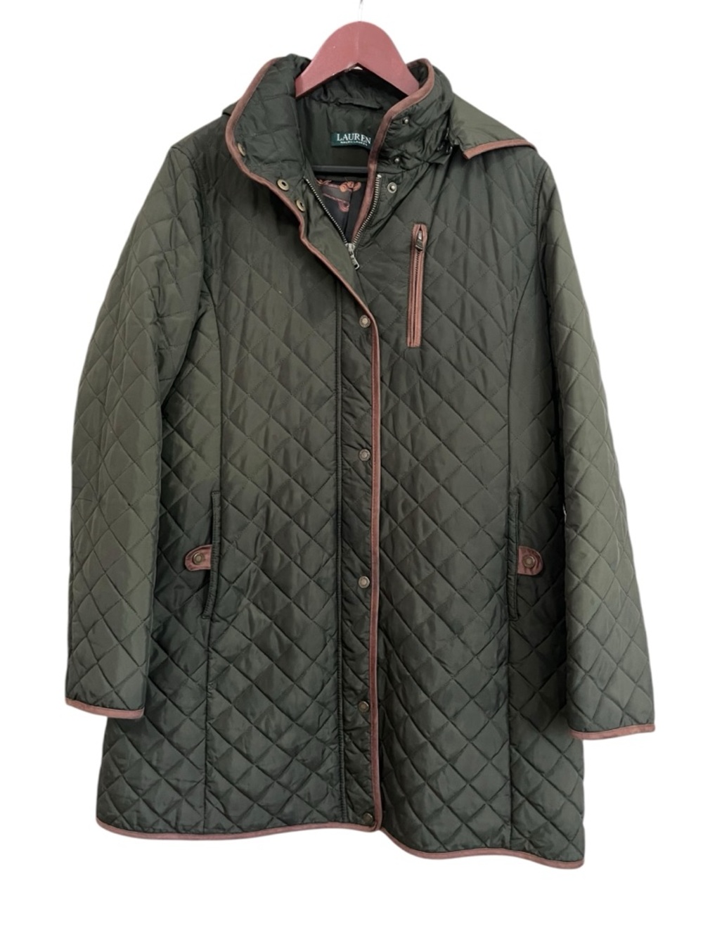 Lauren Ralph Lauren Equestrian Print Lined Quilted Barn Jacket Large - Picture 2 of 16